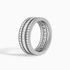 Round and Princess Deco Three Row Eternity Diamond Wedding Band