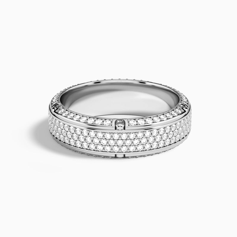 Beveled Set Pavé Diamond Wedding Band