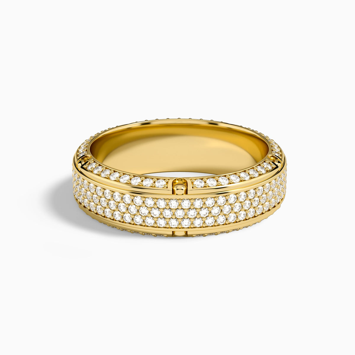 Beveled Set Pavé Diamond Wedding Band in 14K Yellow Gold