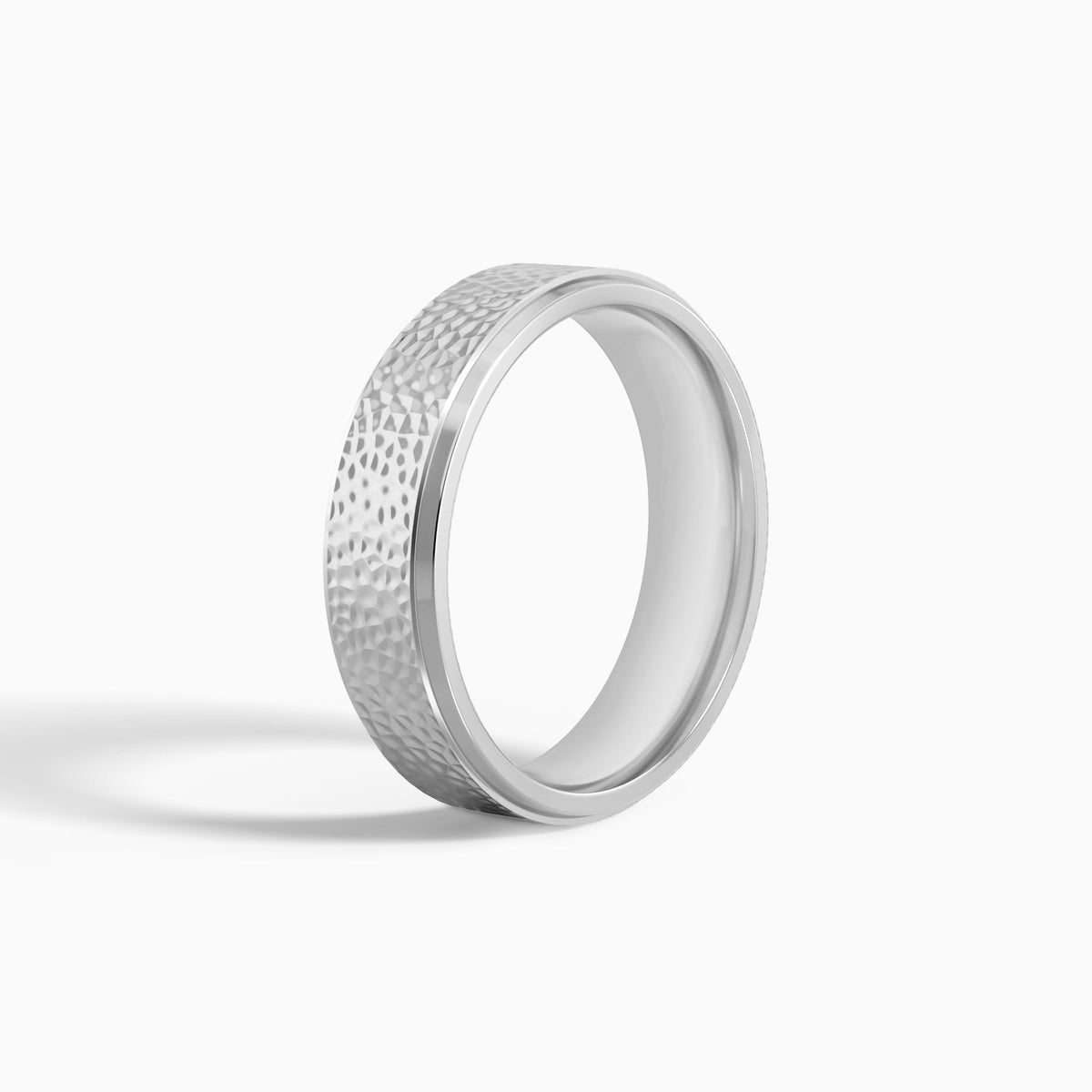 Pebble Hammered Wedding Band in Platinum