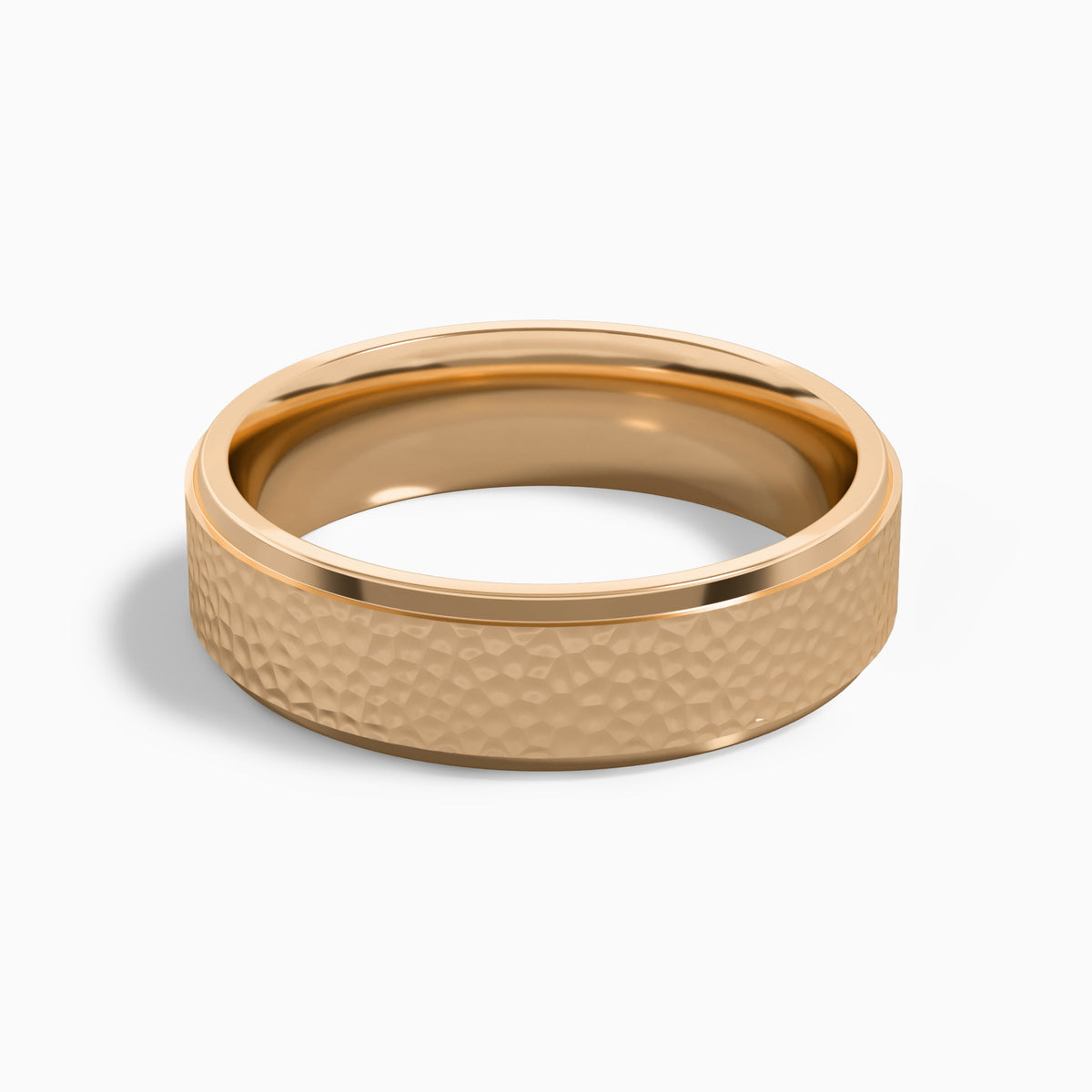 Pebble Hammered Wedding Band in 14K Rose Gold