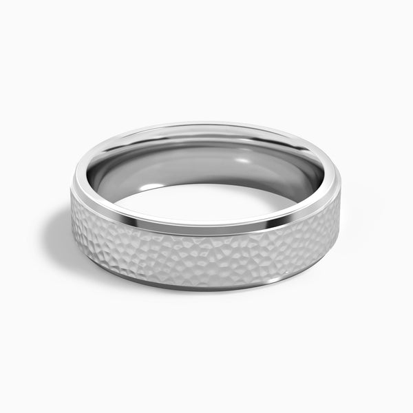 Pebble Hammered Wedding Band in 18K White Gold