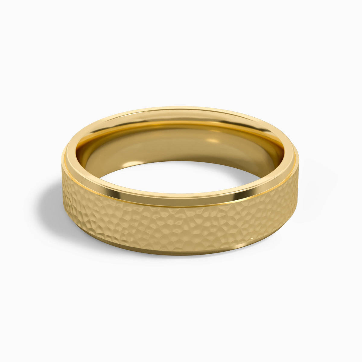 Pebble Hammered Wedding Band in 18K Yellow Gold