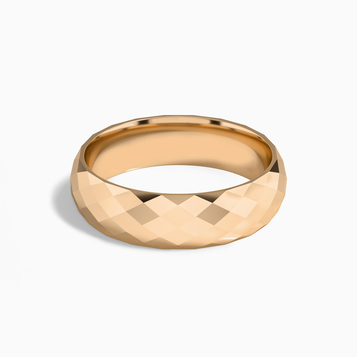 Faceted Dome Wedding Band in 14K Rose Gold