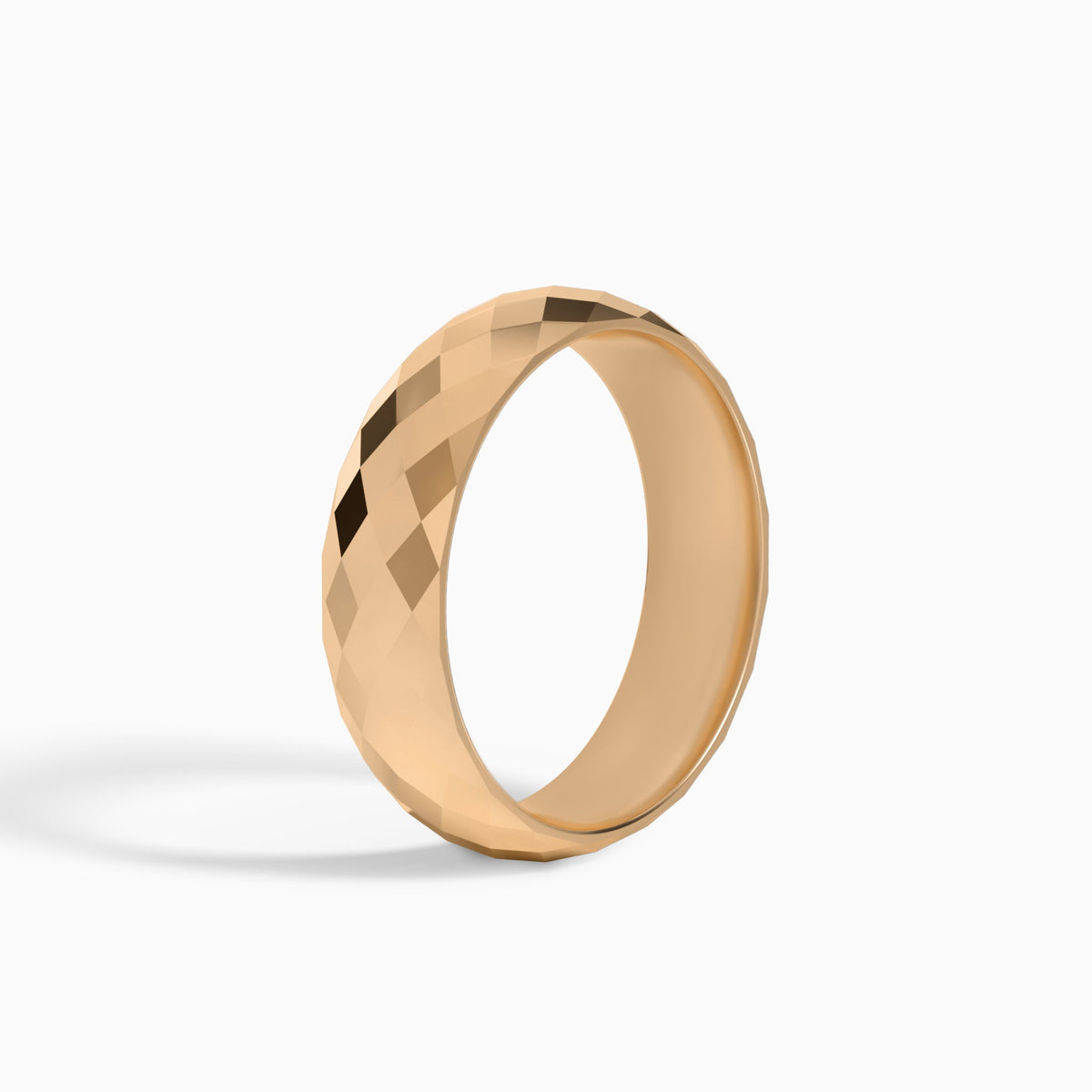 Faceted Dome Wedding Band in 14K Rose Gold
