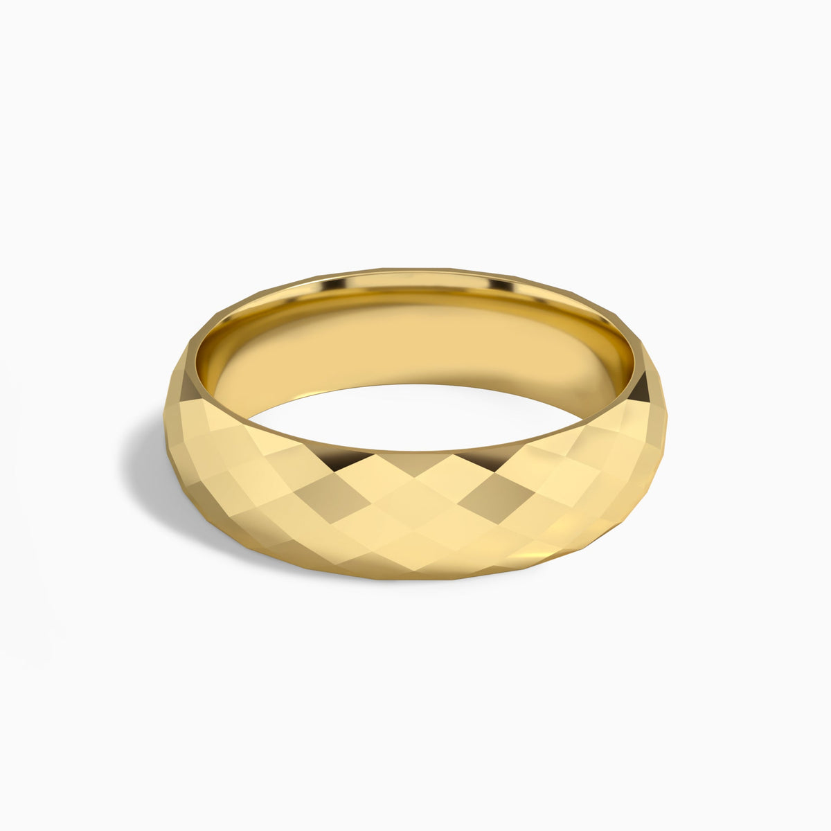 Faceted Dome Wedding Band in 18K Yellow Gold
