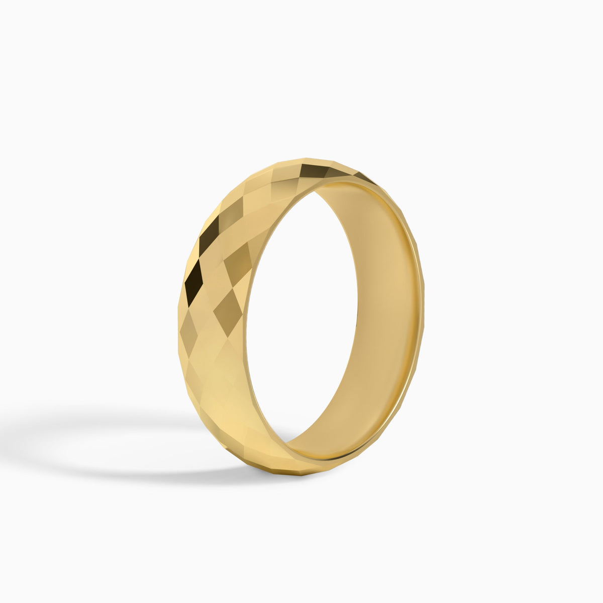 Faceted Dome Wedding Band in 18K Yellow Gold