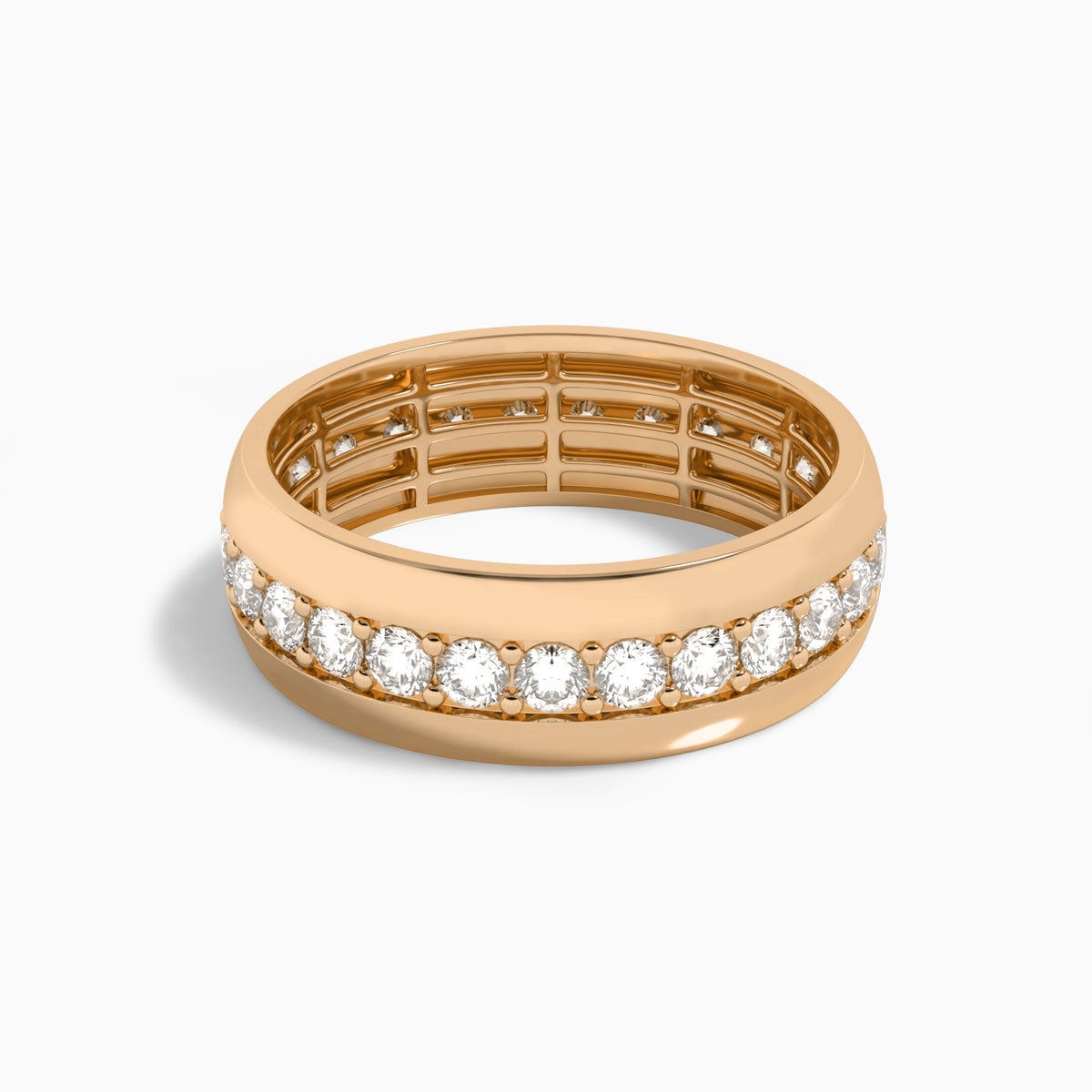 Men's Channel Set Eternity Diamond Wedding Band in 14K Rose Gold