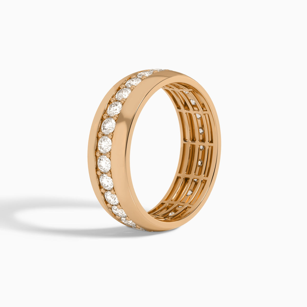 Men's Channel Set Eternity Diamond Wedding Band in 14K Rose Gold