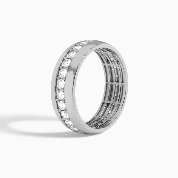 Men's Channel Set Eternity Diamond Wedding Band in 18K White Gold