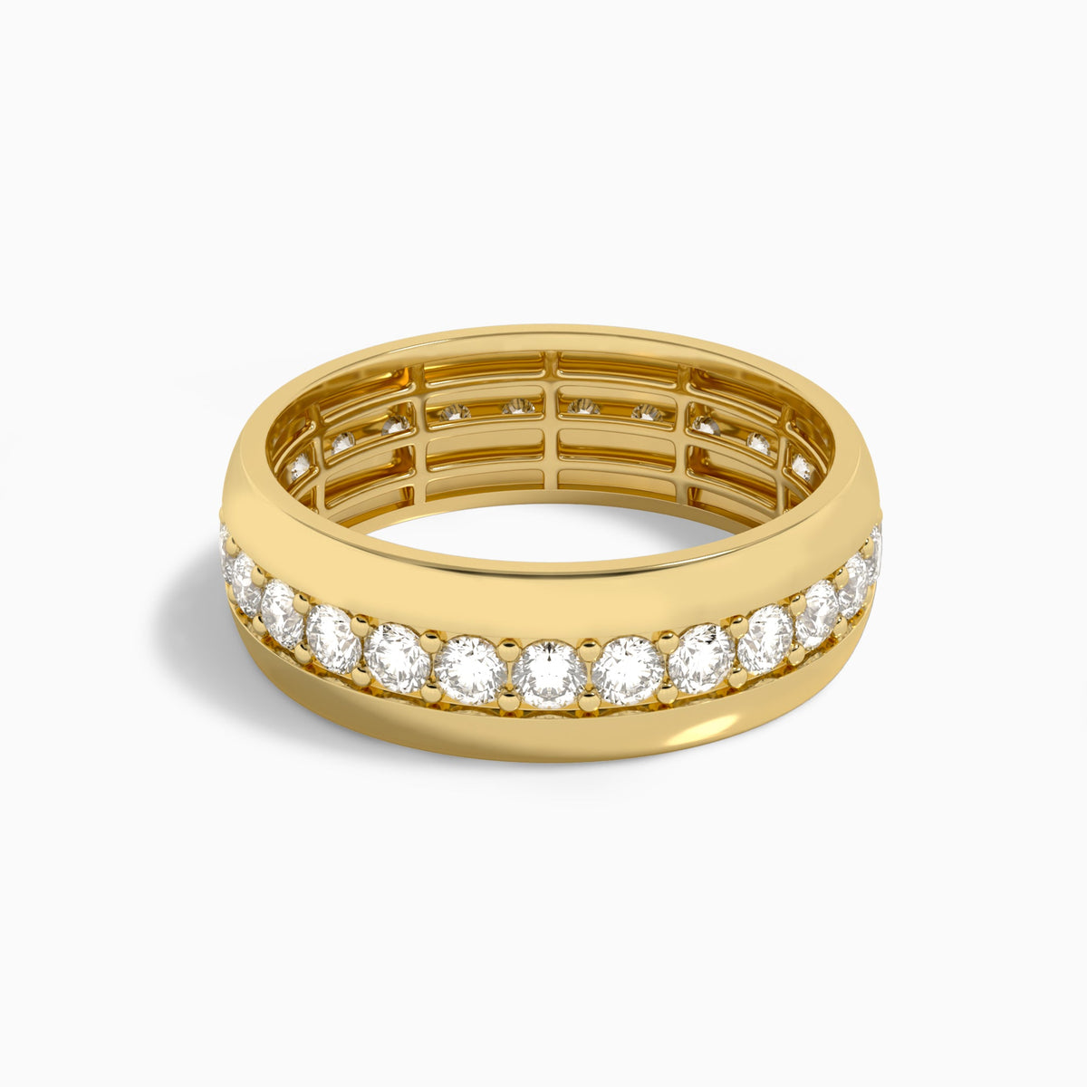 Men's Channel Set Eternity Diamond Wedding Band in 18K Yellow Gold