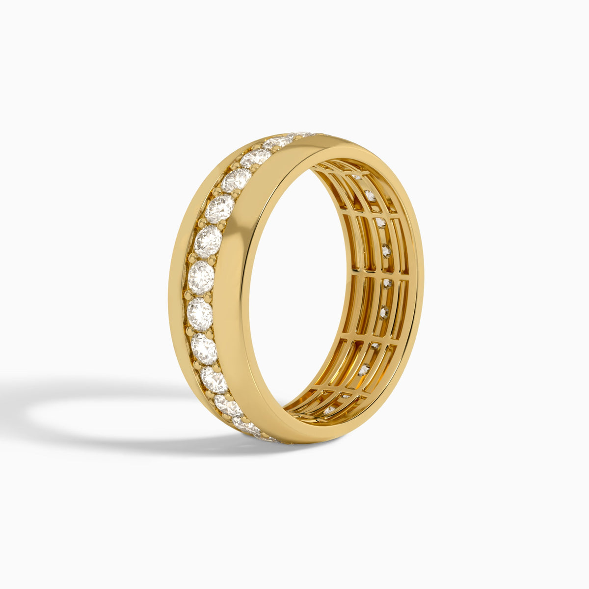 Men's Channel Set Eternity Diamond Wedding Band in 14K Yellow Gold