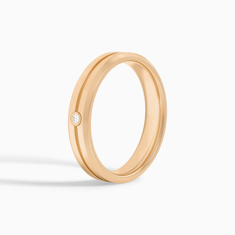 Beveled Accented Round Diamond Wedding Band