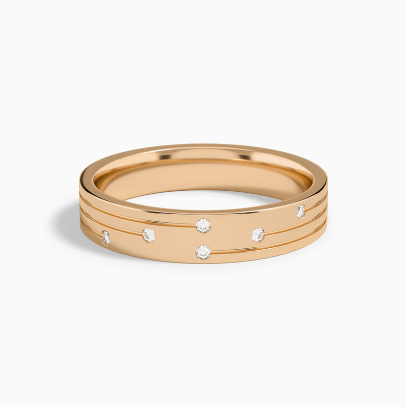 Three Row Diamond Accent Wedding Band