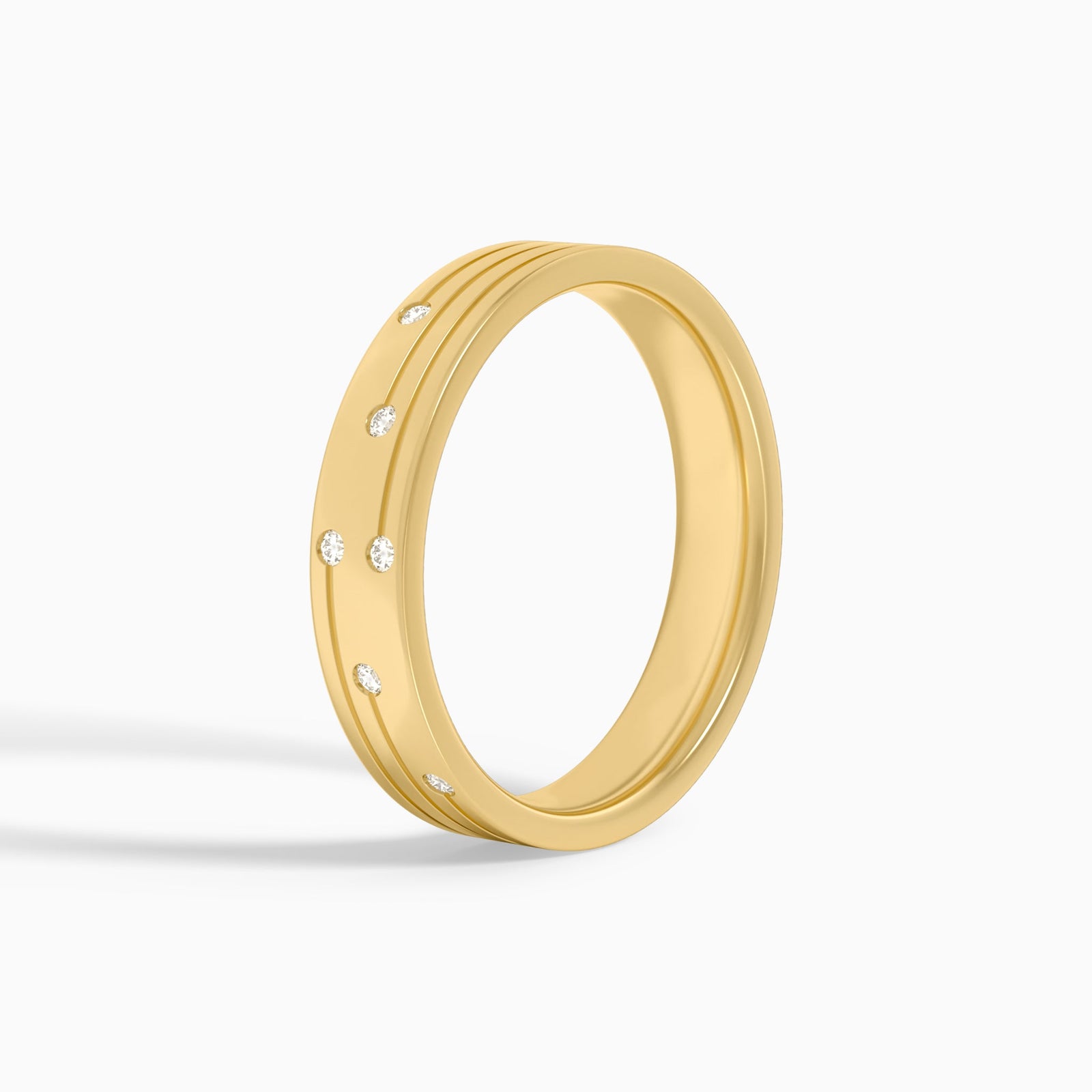 Three Row Diamond Accent Wedding Band