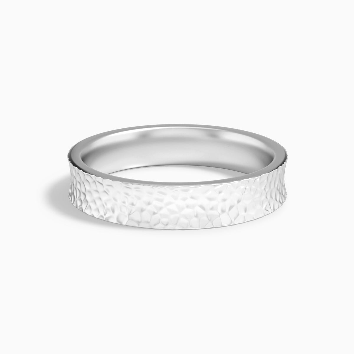 Hammered Concave Comfort Fit Wedding Band in Platinum