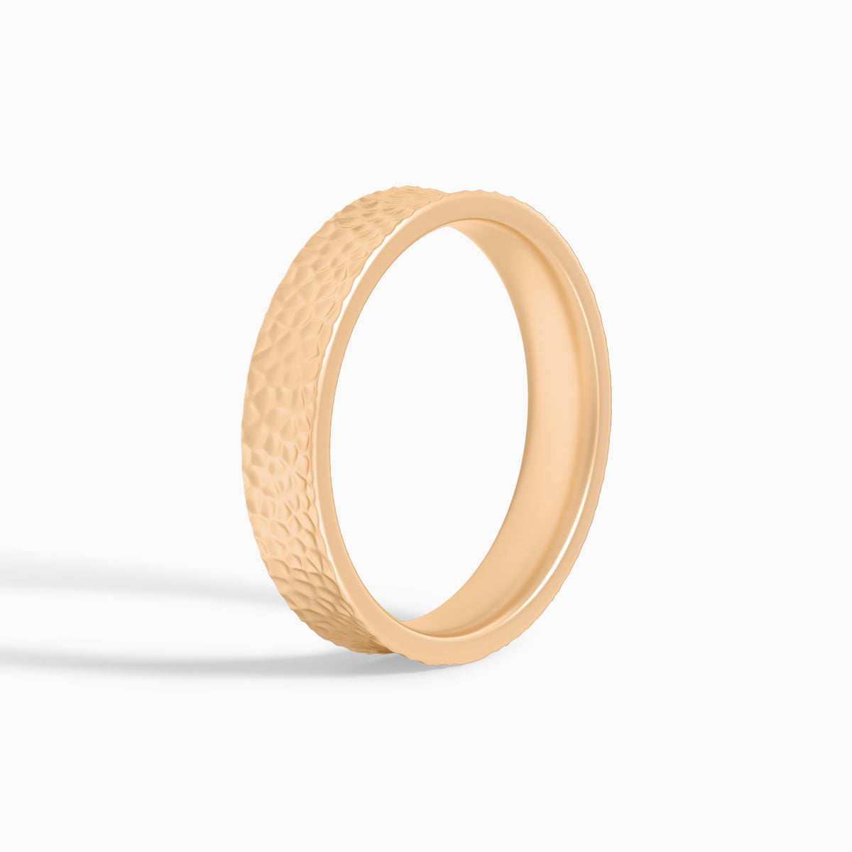 Hammered Concave Comfort Fit Wedding Band in 14K Rose Gold