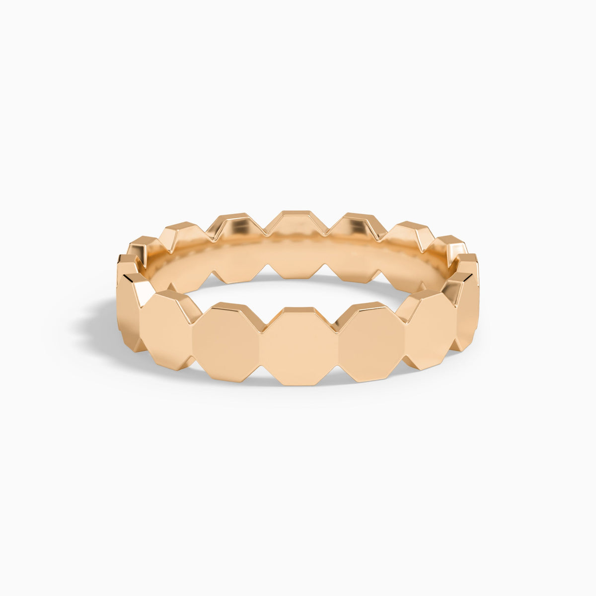 All Around Octagon Wedding Band in 14K Rose Gold