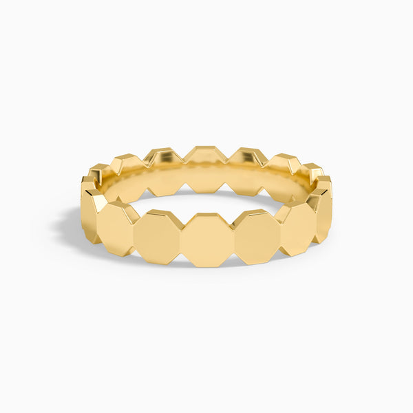 All Around Octagon Wedding Band in 14K Yellow Gold
