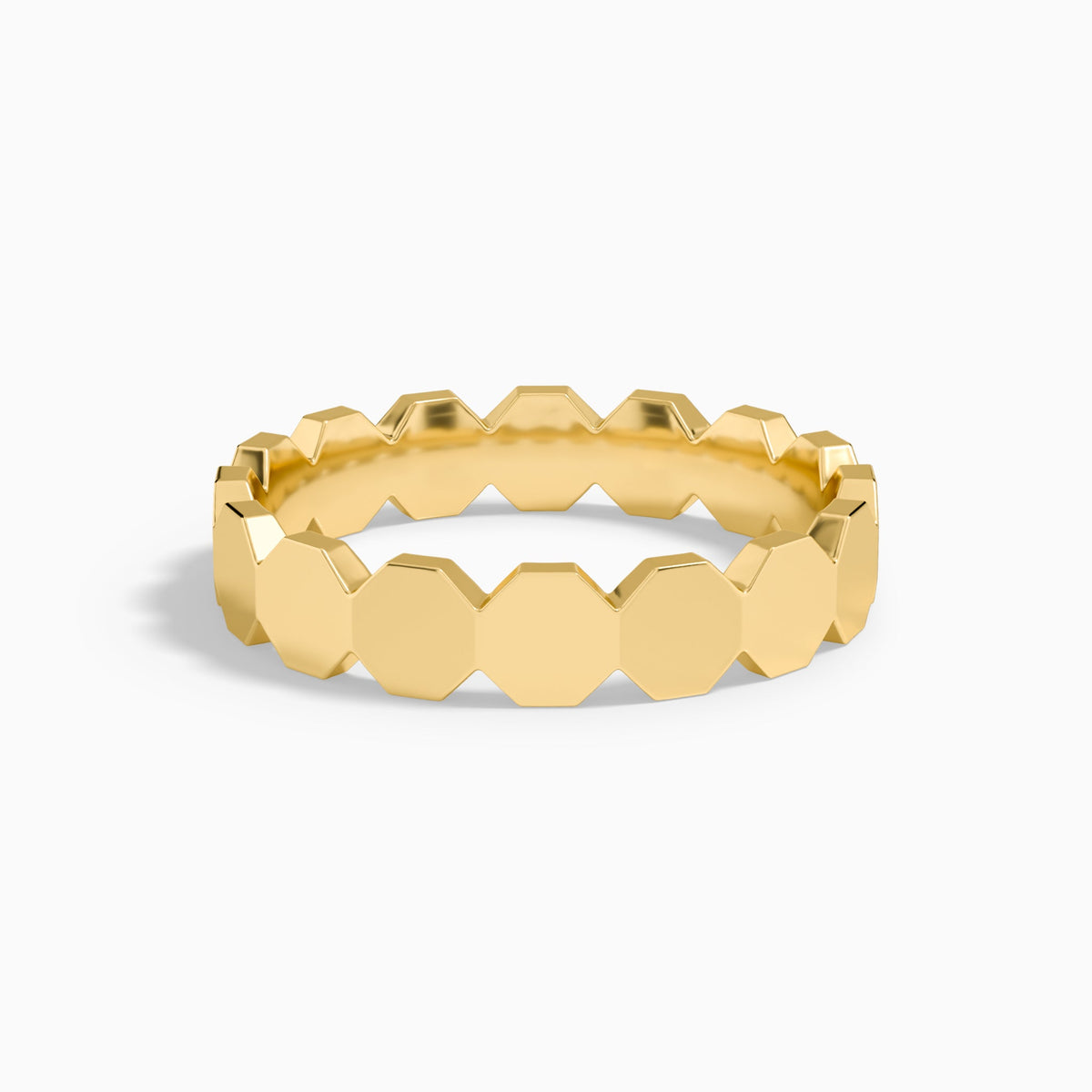 All Around Octagon Wedding Band in 18K Yellow Gold