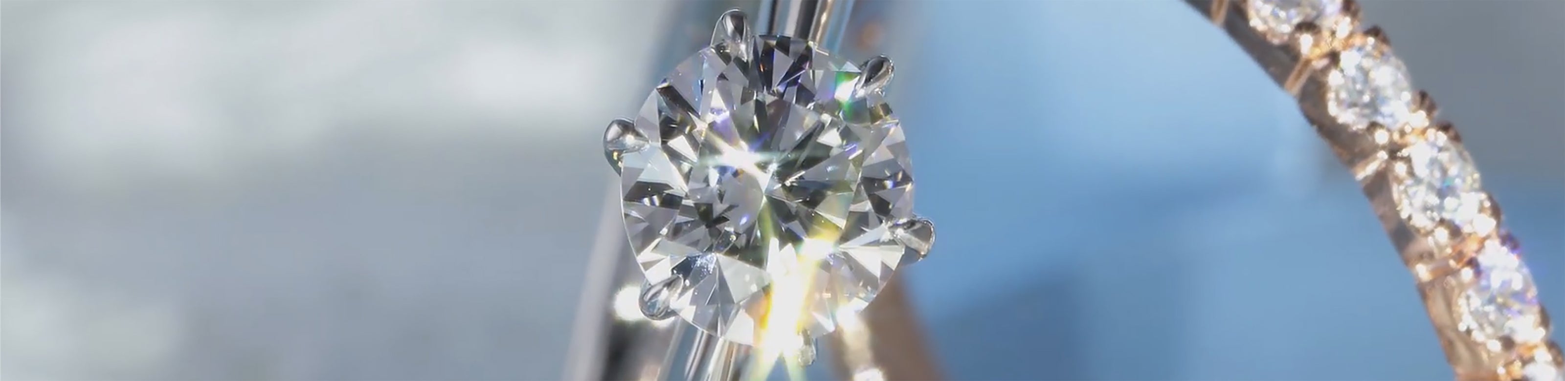 Close-up of a lab diamond ring with a blurred background