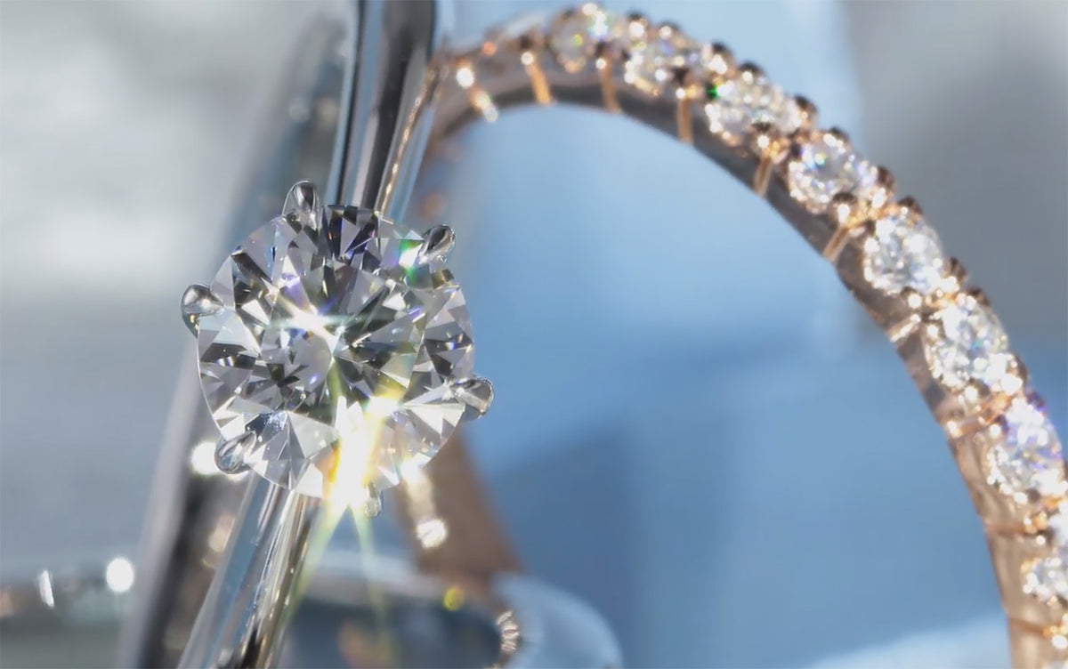 Close-up of a lab diamond ring with a blurred background
