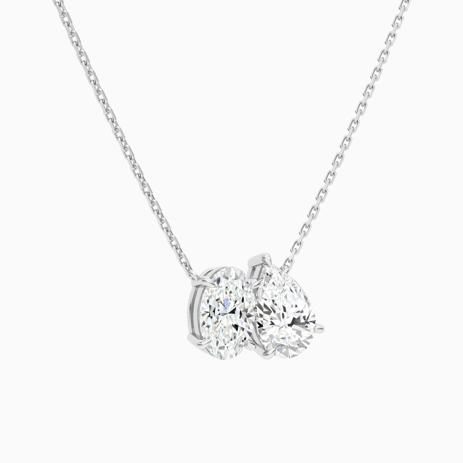 Toi Et Moi Oval and Pear Lab Grown Diamond Necklace