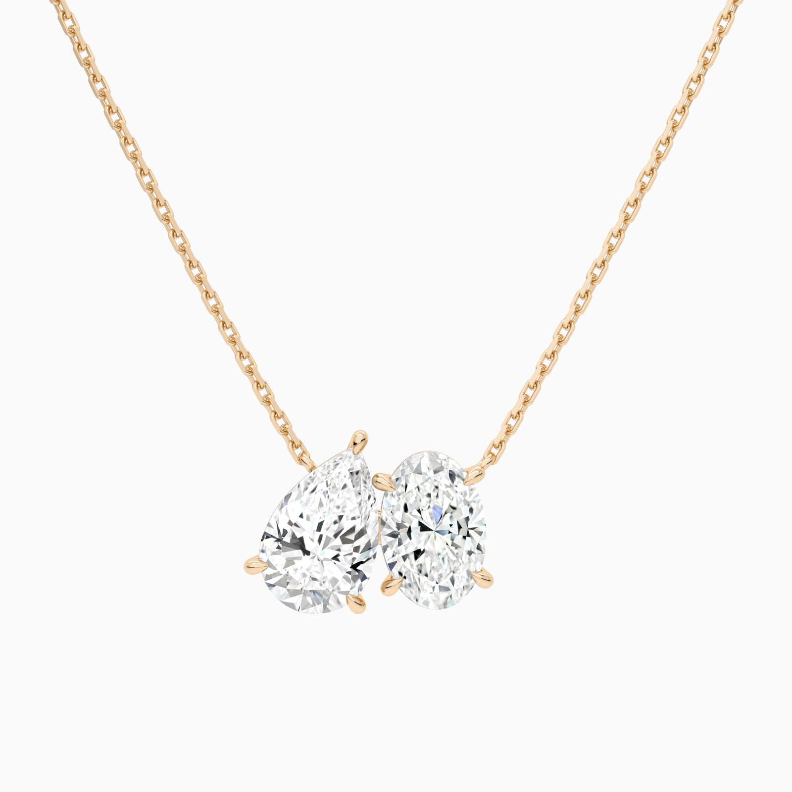 Toi Et Moi Pear and Oval Lab Grown Diamond Necklace