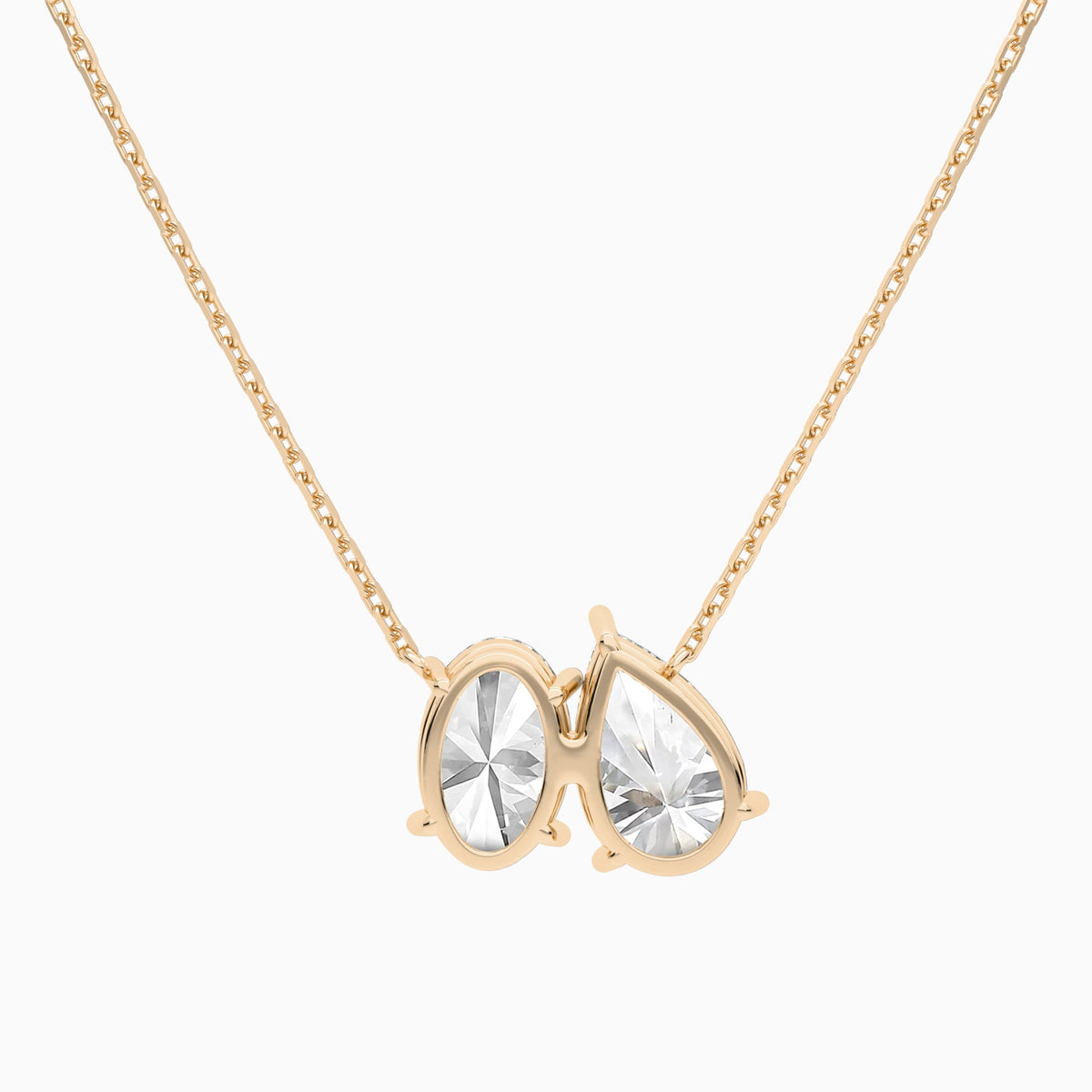 Toi Et Moi Pear and Oval Lab Grown Diamond Necklace In 14K Rose Gold - Back View
