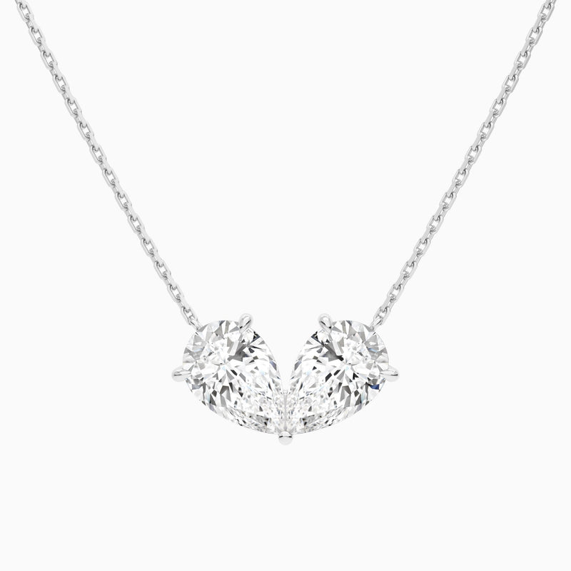 Toi Et Moi Double Inverted Pear Lab Grown Diamond Necklace In Platinum - Lucenjuri
