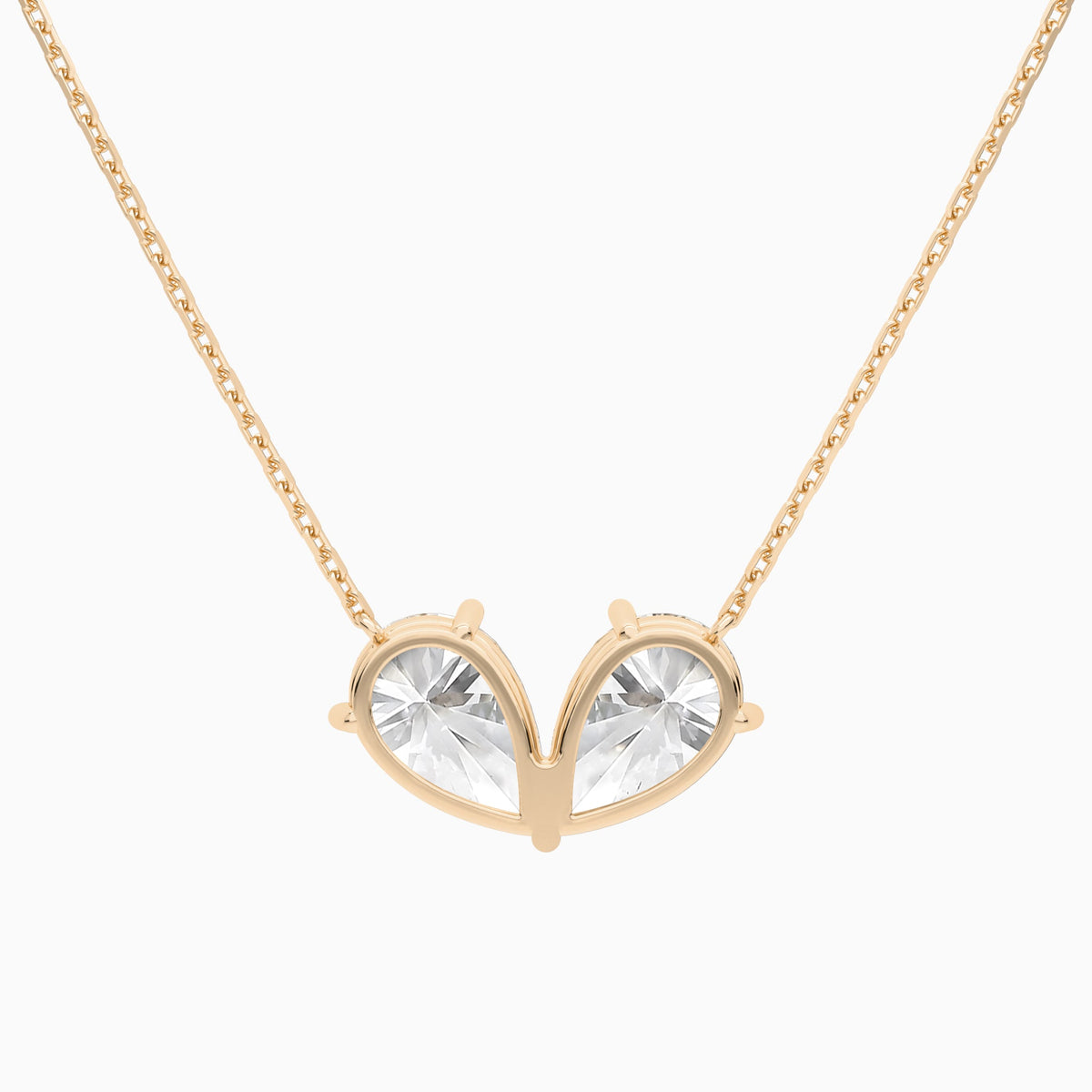 Toi Et Moi Double Inverted Pear Lab Grown Diamond Necklace In 14K Rose Gold - Back View