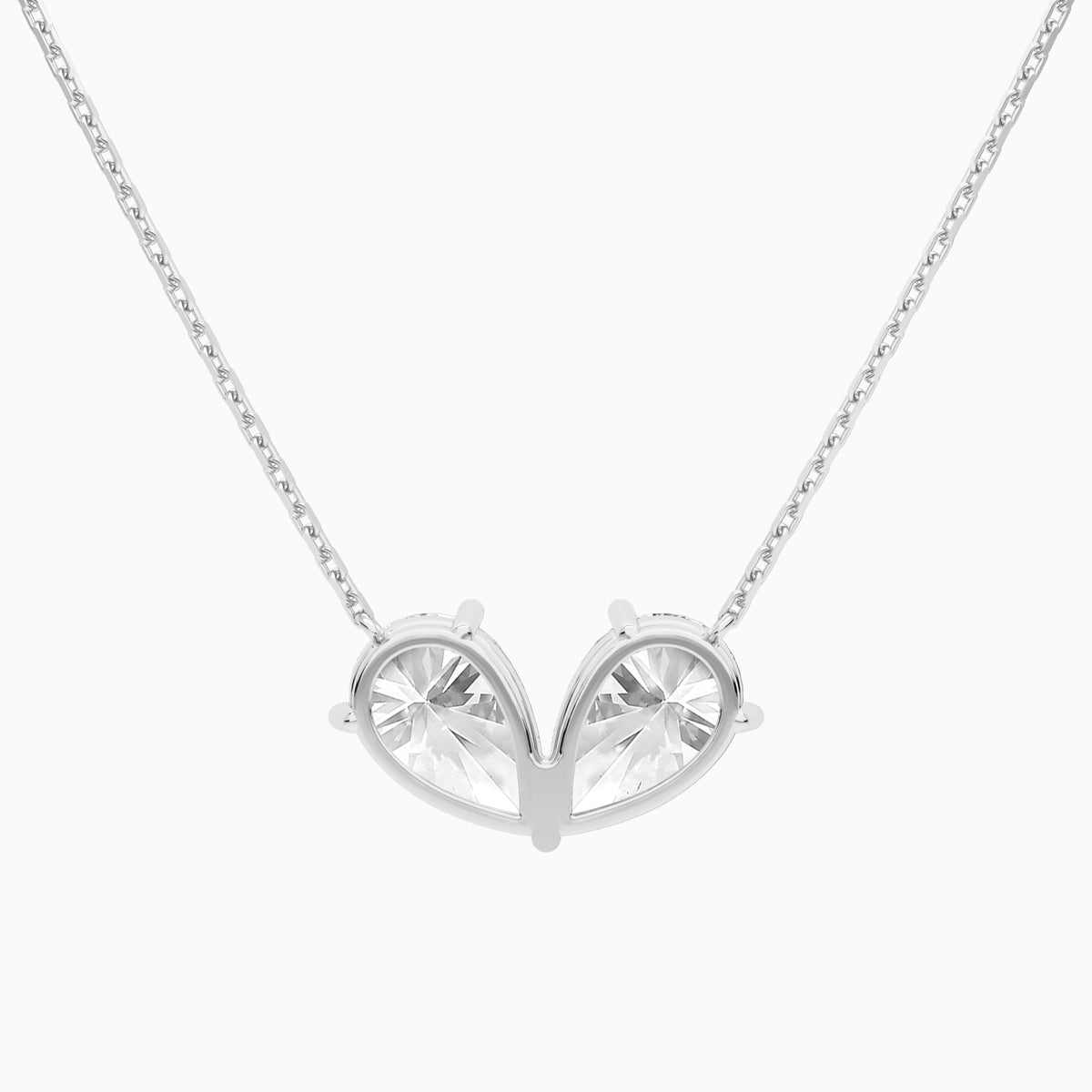 Toi Et Moi Double Inverted Pear Lab Grown Diamond Necklace In 14K White Gold - Back View
