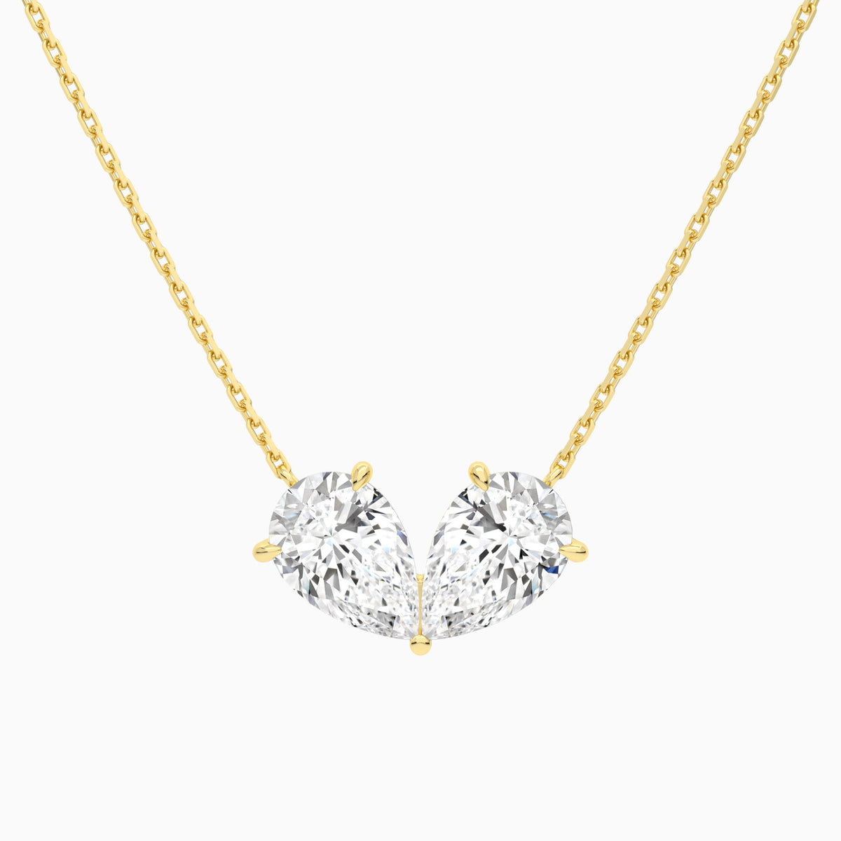 Toi Et Moi Double Inverted Pear Lab Grown Diamond Necklace In 14K Yellow Gold - Lucenjuri