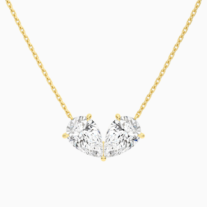 Toi Et Moi Double Inverted Pear Lab Grown Diamond Necklace In 18K Yellow Gold - Lucenjuri