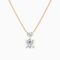 Duo Drop Heart and Round Lab Grown Diamond Necklace