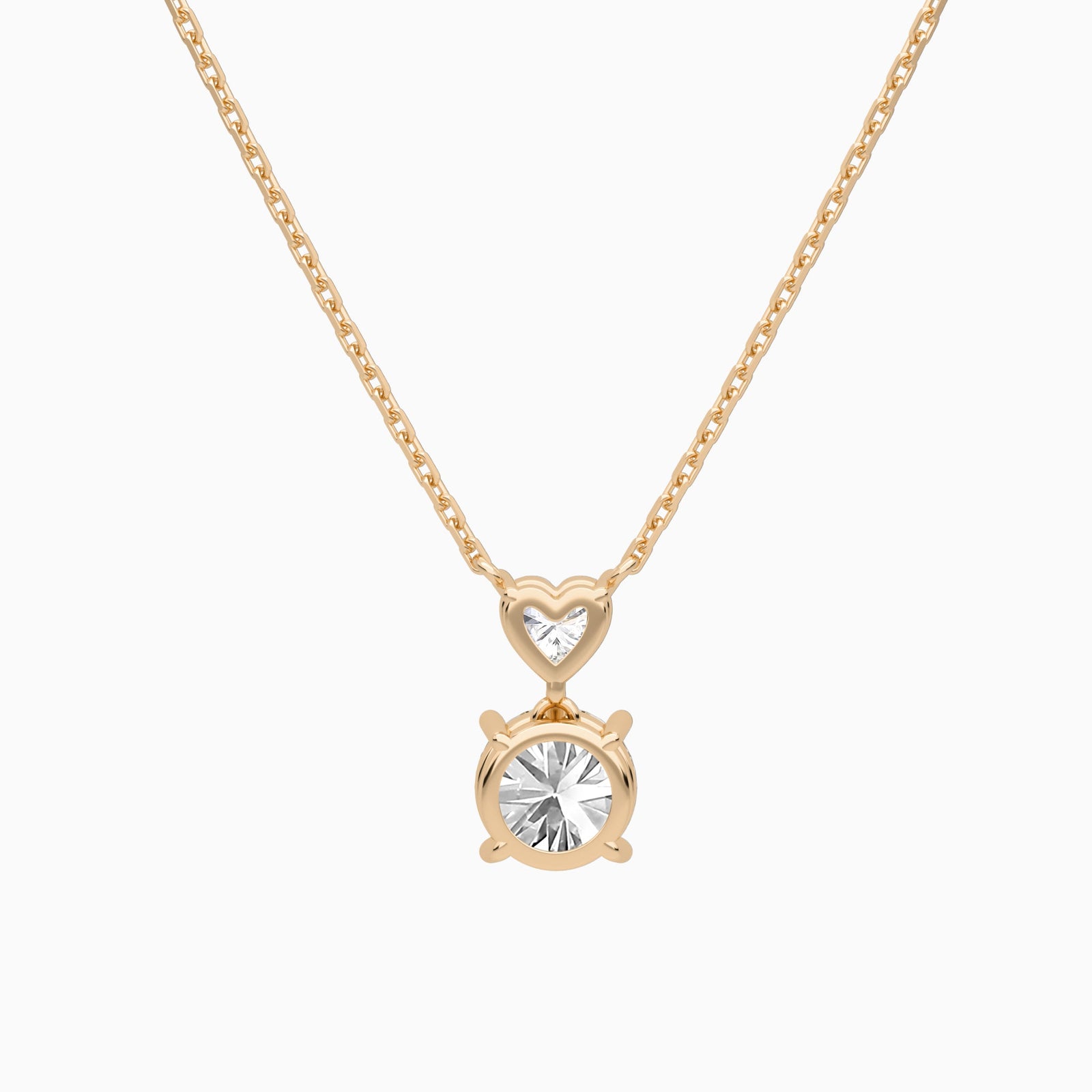 Duo Drop Heart and Round Lab Grown Diamond Necklace