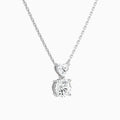 Duo Drop Heart and Round Lab Grown Diamond Necklace