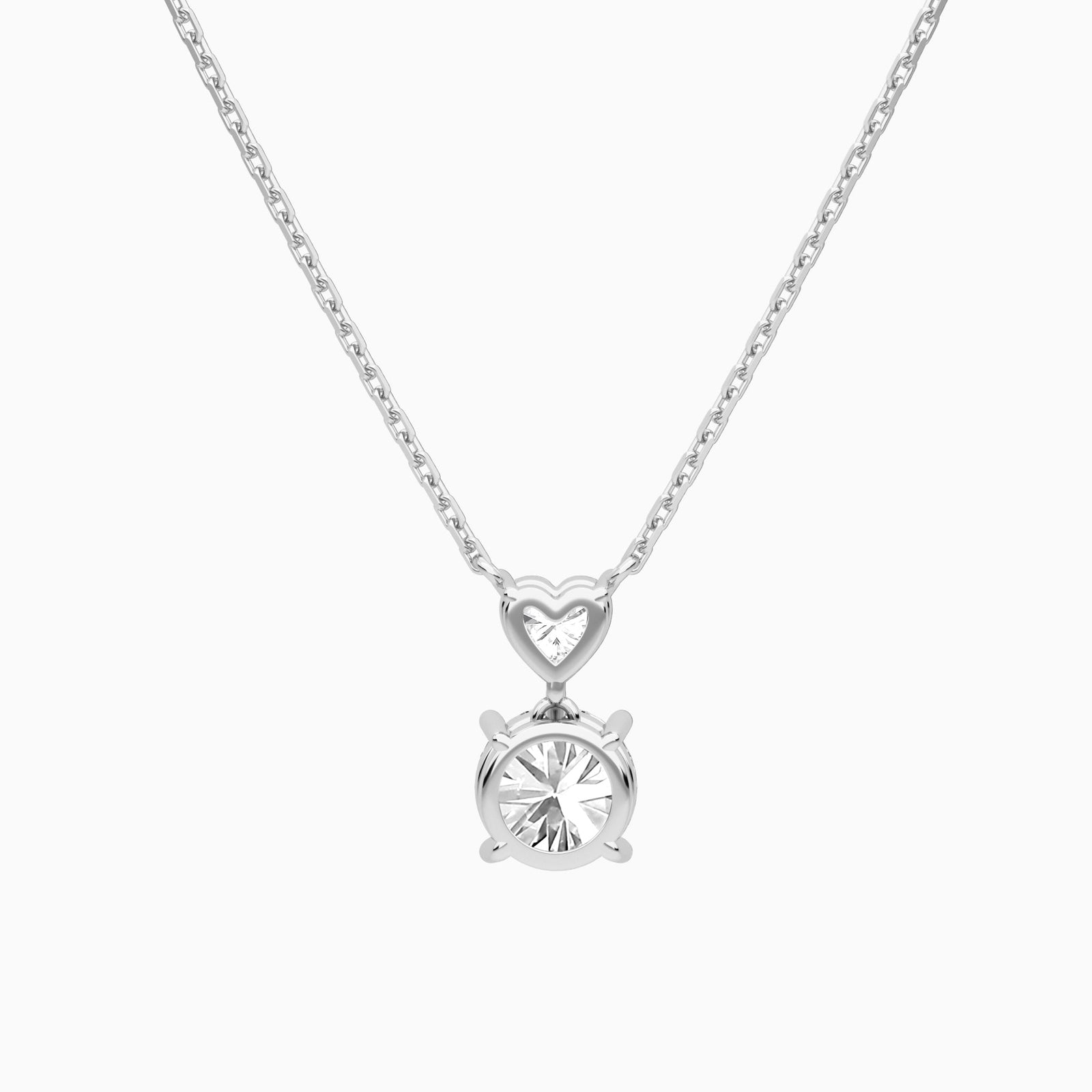 Duo Drop Heart and Round Lab Grown Diamond Necklace