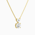 Duo Drop Heart and Round Lab Grown Diamond Necklace