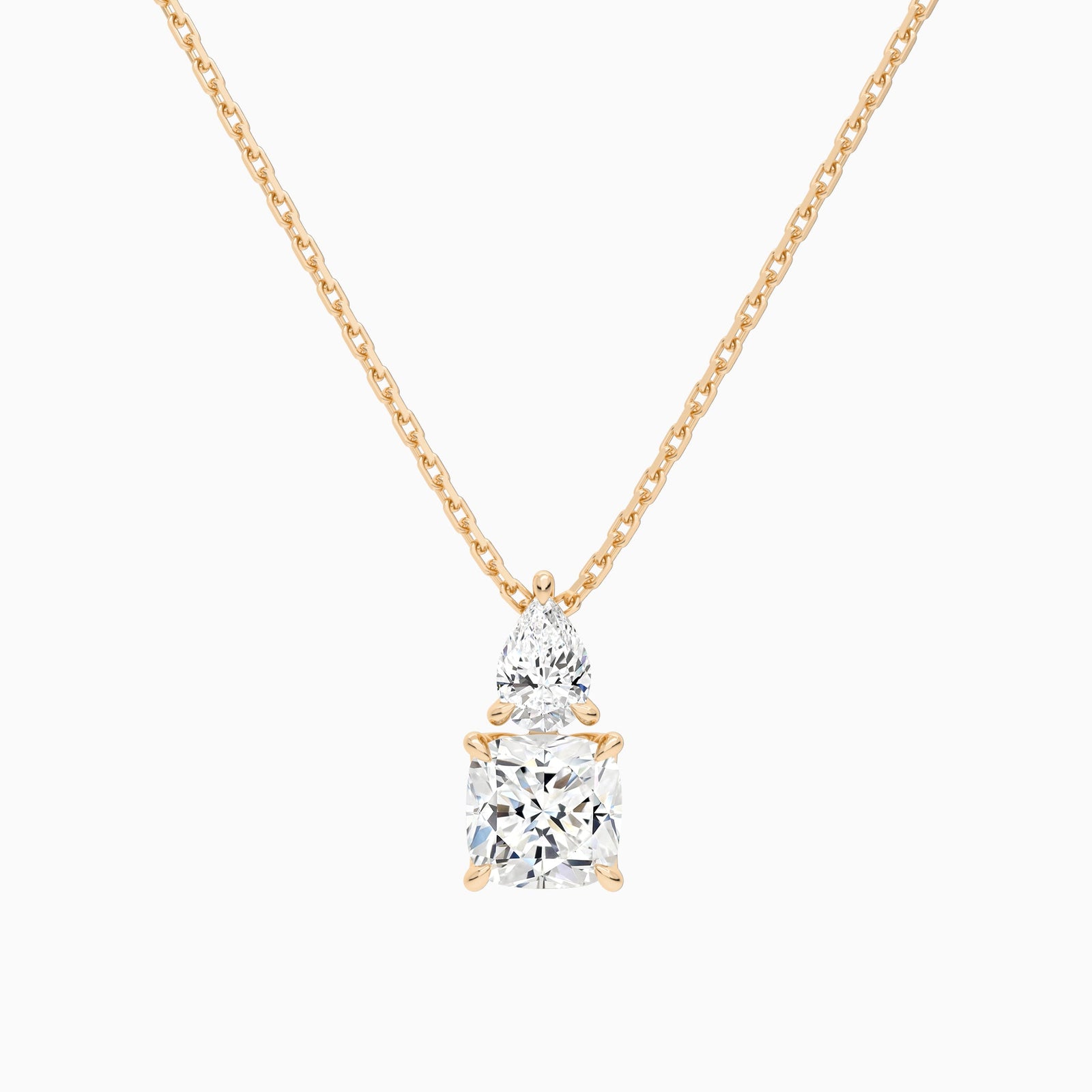 Toi Et Moi Pear and Cushion Lab Grown Diamond Necklace