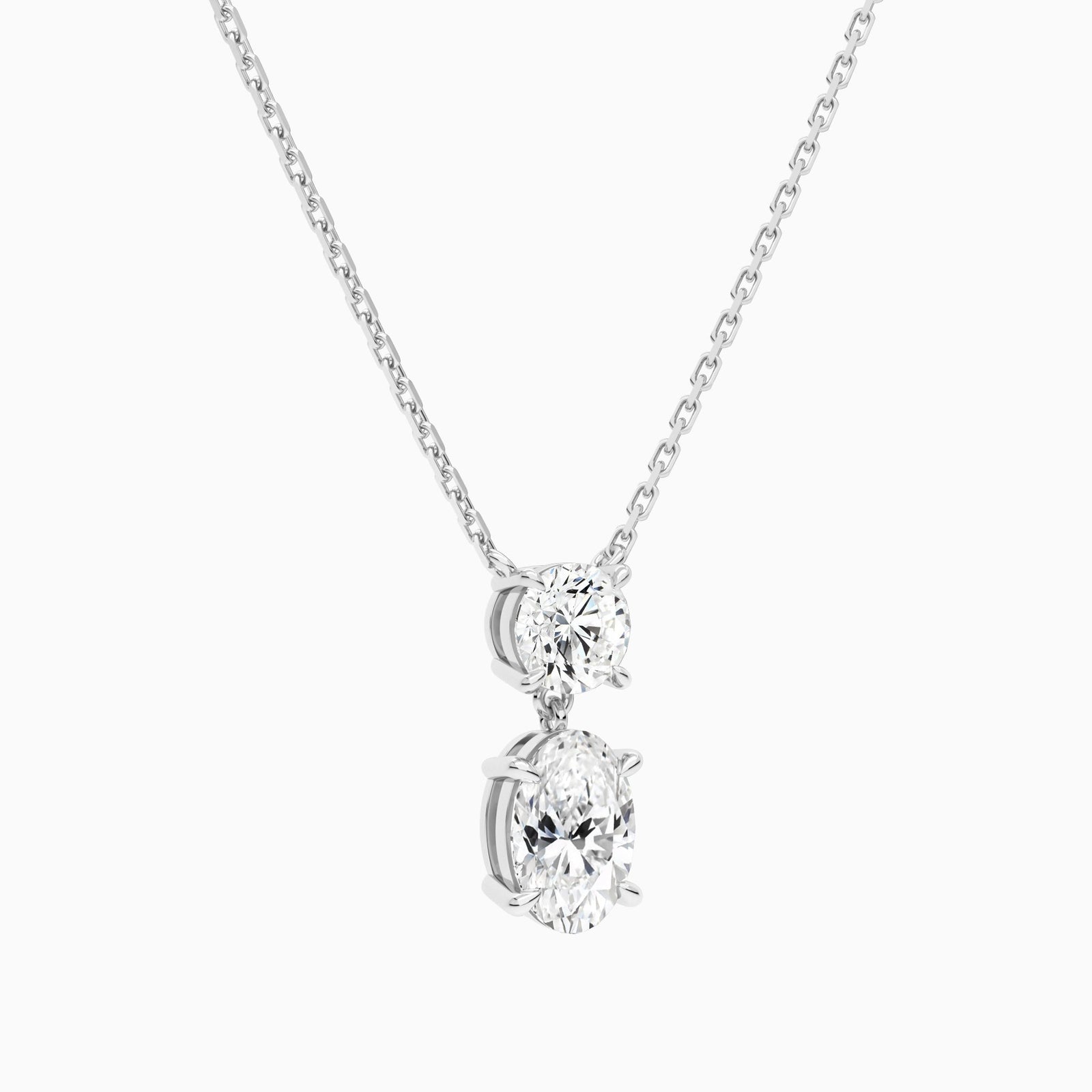 Duo Drop Round and Oval Lab Grown Diamond Necklace