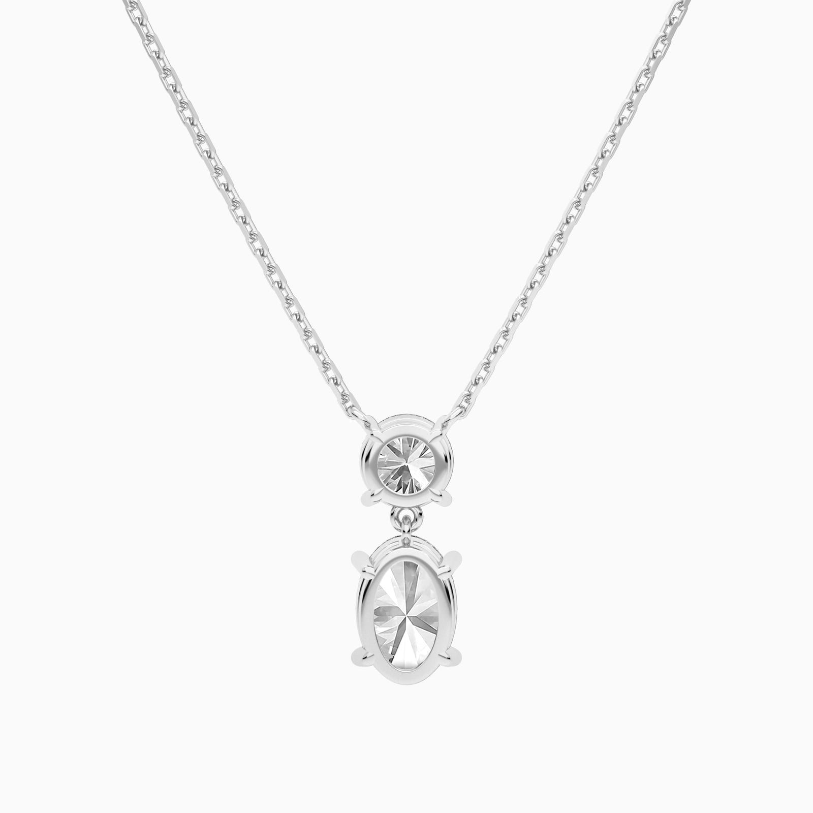 Duo Drop Round and Oval Lab Grown Diamond Necklace