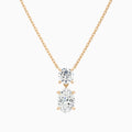 Duo Drop Round and Oval Lab Grown Diamond Necklace