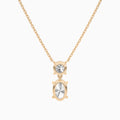 Duo Drop Round and Oval Lab Grown Diamond Necklace