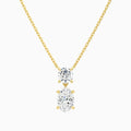 Duo Drop Round and Oval Lab Grown Diamond Necklace