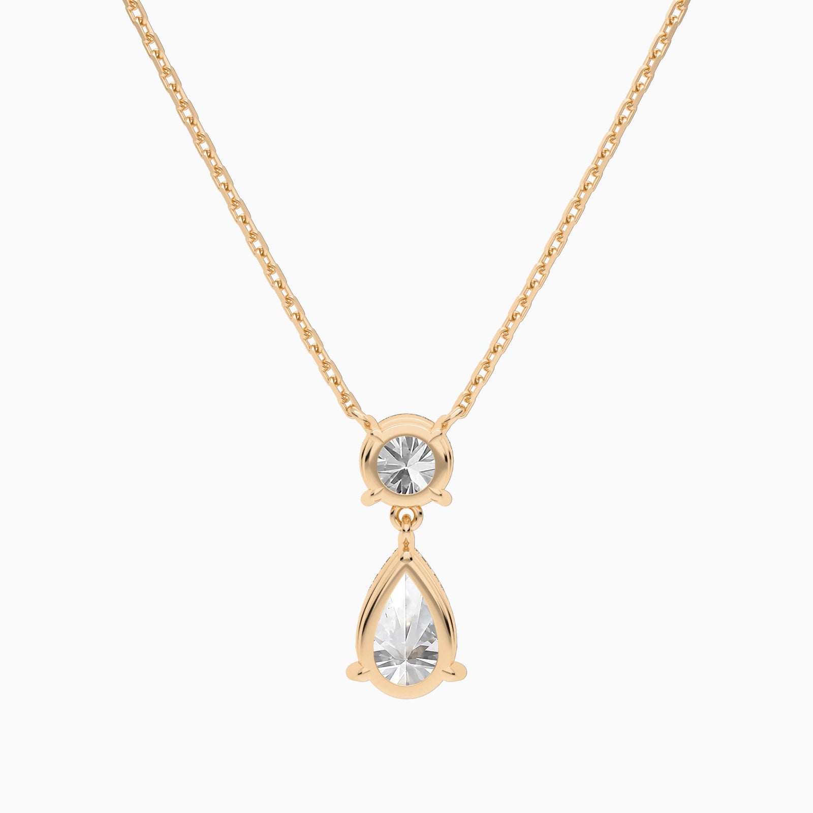 Duo Drop Round and Pear Lab Grown Diamond Necklace