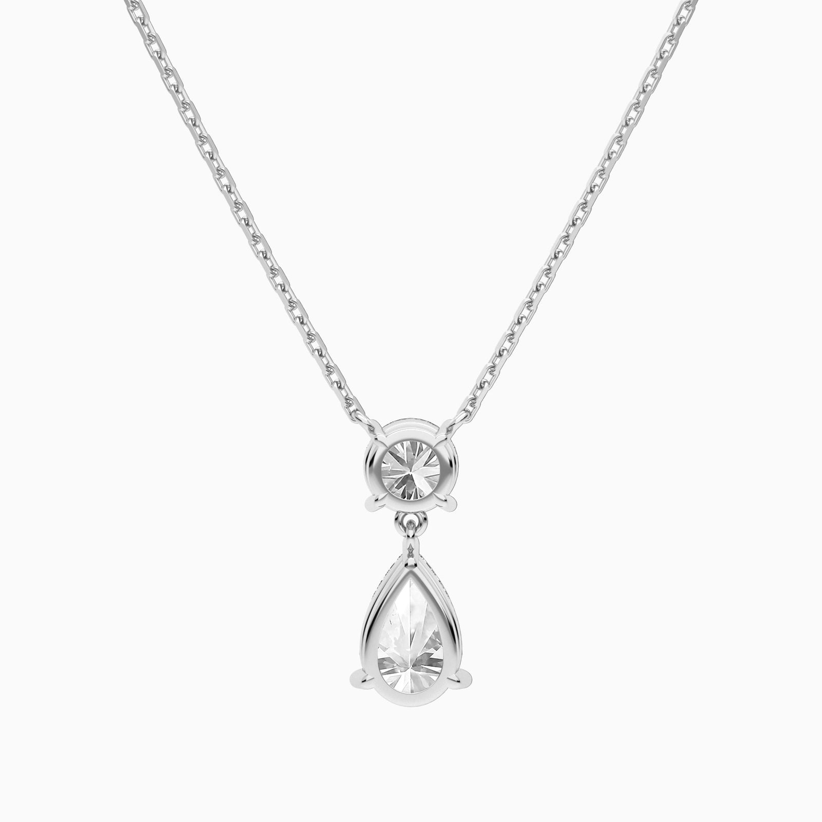 Duo Drop Round and Pear Lab Grown Diamond Necklace