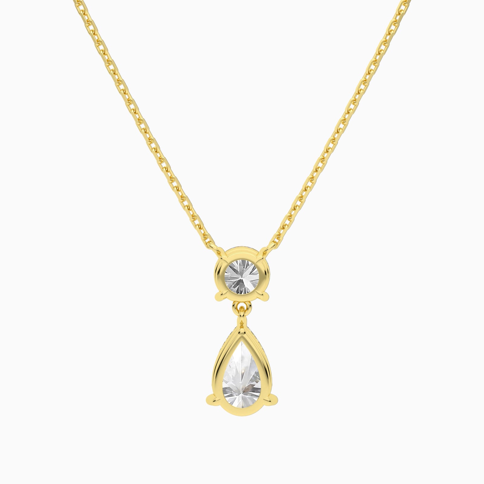 Duo Drop Round and Pear Lab Grown Diamond Necklace