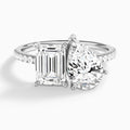 Toi Et Moi Emerald and Pear Accented Diamond Engagement Ring In 14K White Gold - Lucenjuri