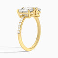 Toi Et Moi Emerald and Pear Accented Diamond Engagement Ring In 14K Yellow Gold, Angle View